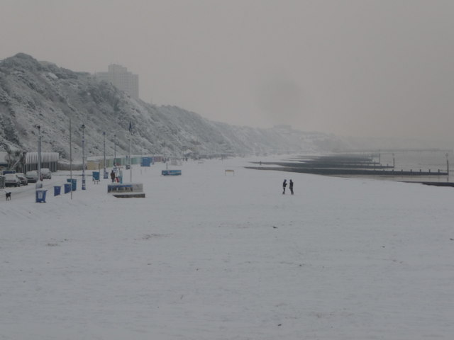 Bournemouth, snowy beach view geograph.org.uk 2185125
