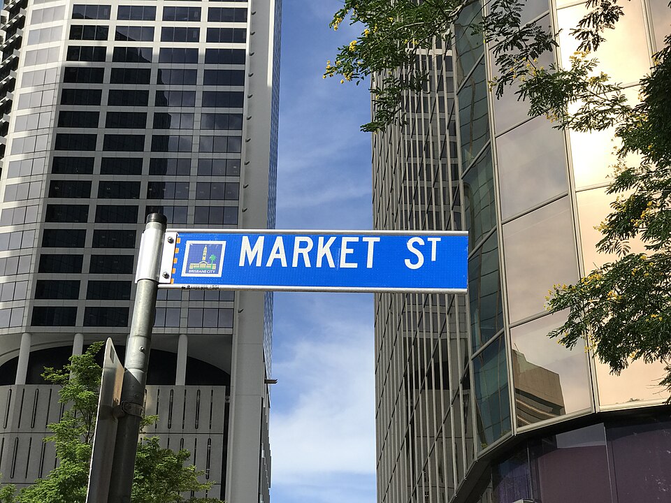 Street sign of Market Street, Brisbane, Queensland