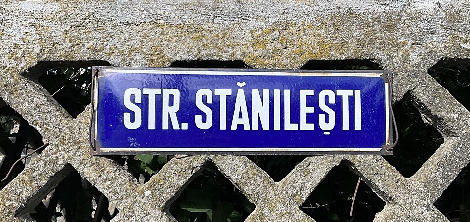 Street sign of Strada Stănileși in Bucharest, Romania