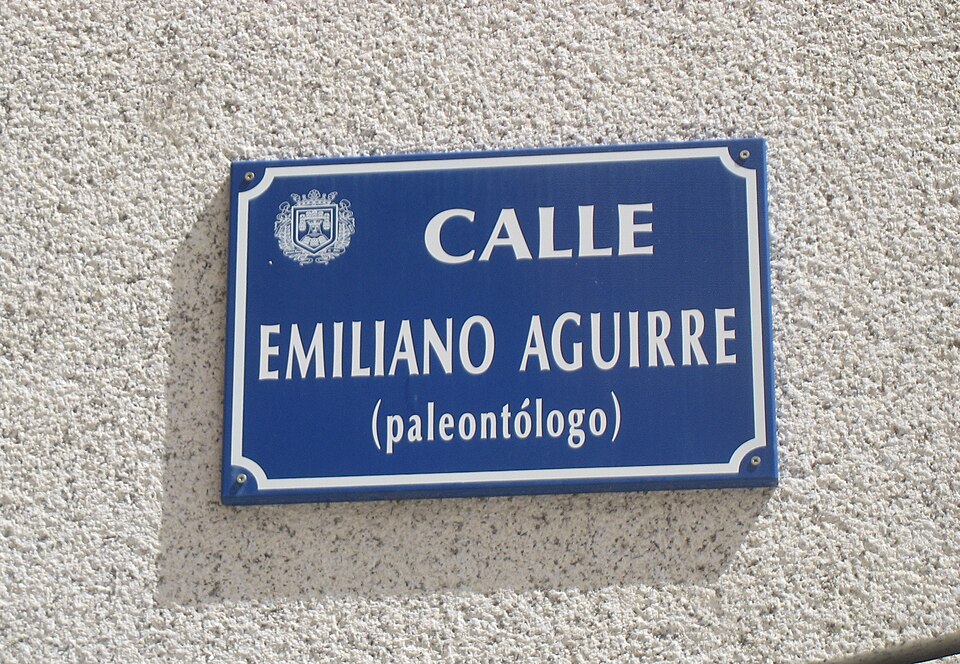 Emiliano Aguirre street sign Burgos, Spain