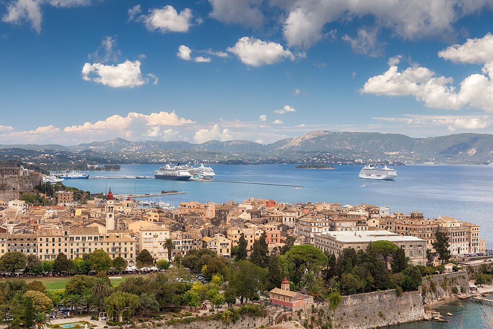 Old Corfu town aerial 01