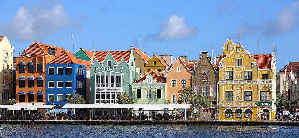 Facades of Handelskade, Willemstad, Curaçao February 2020