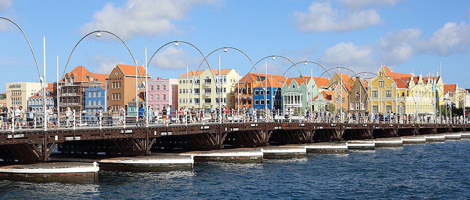 Queen Emma Bridge and Handelskade, Willemstad, Curaçao February 2020 01