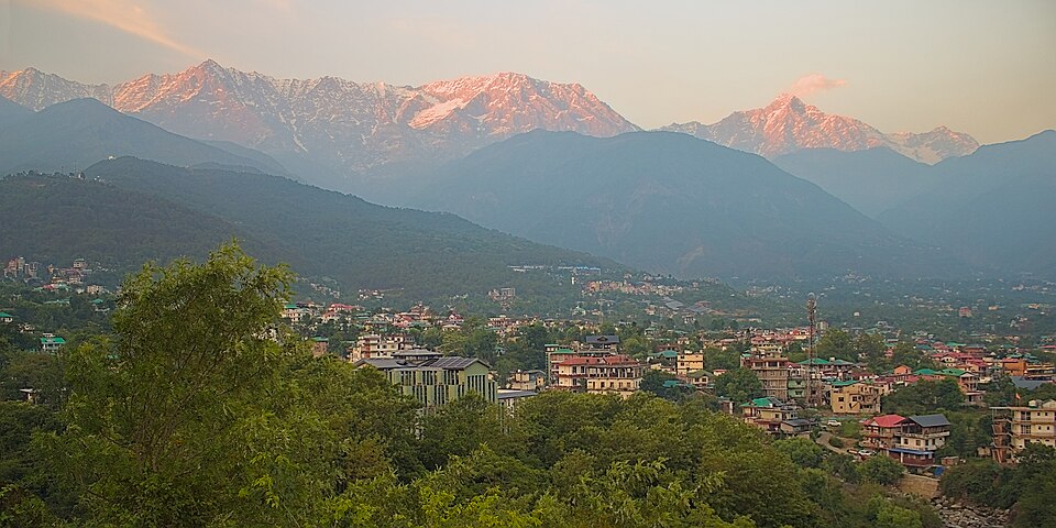 Dhauladhar alpenglow above Dharamshala, India