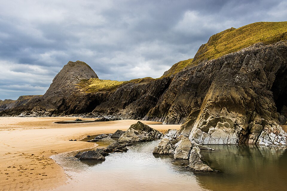 Approaching Three Cliffs Bay, Gower Peninsula Wales