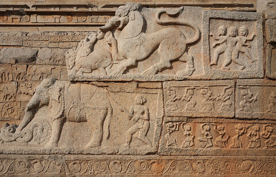 Hampi King's Palace Throne Platform Relief 15