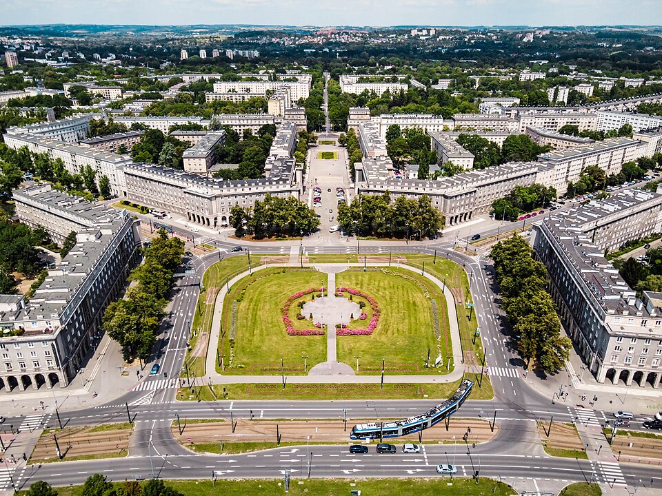 Nowa Huta Plac Centralny z lotu ptaka