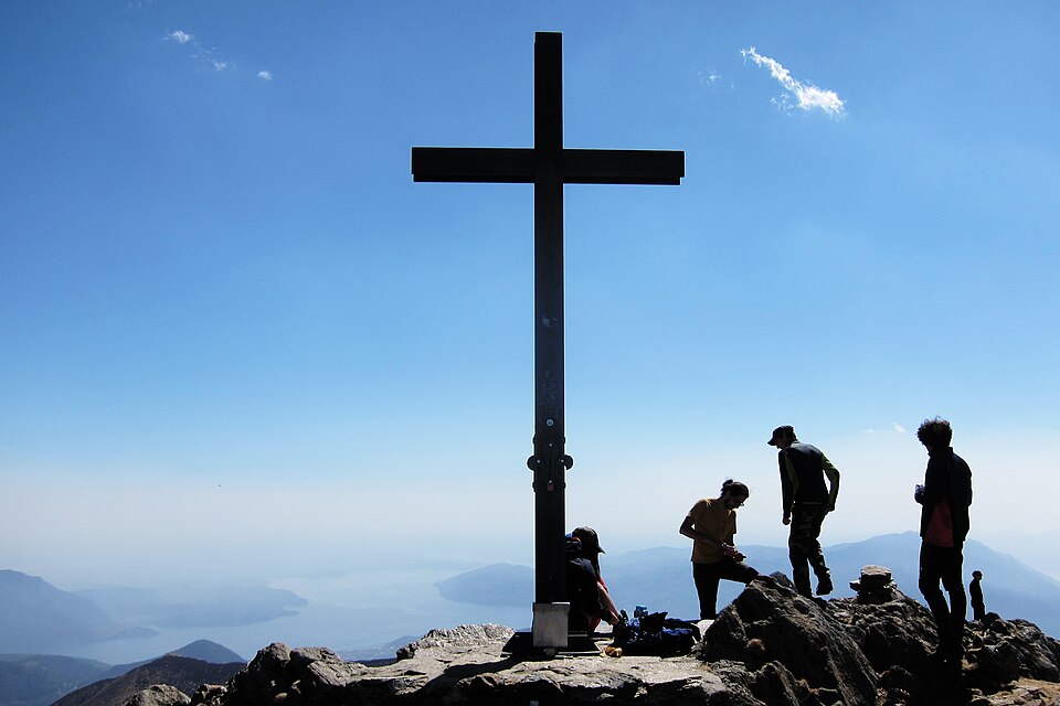 Summit cross of Monte Zeda and Lago Maggiore Miazzina, VCO, Piedmont, Italy 2022 04 16