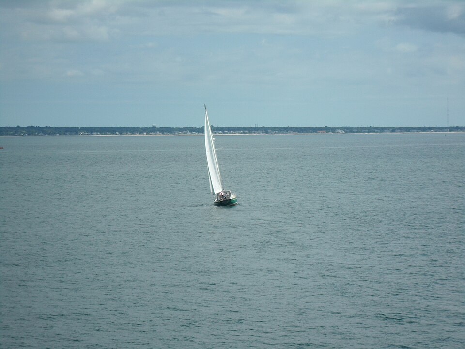 Sailboat Vineyard Sound Martha's Vineyard Steamship Authority's Ferry Route Vineyard Nantucket Sounds view