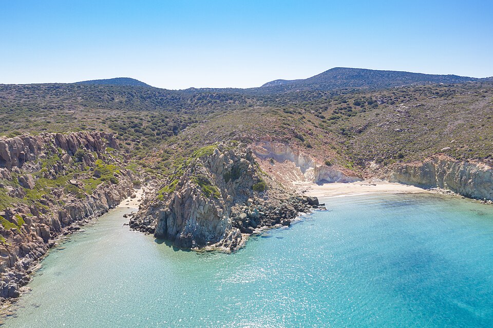 Aerial view of Kleftiko on Milos Island, Greece