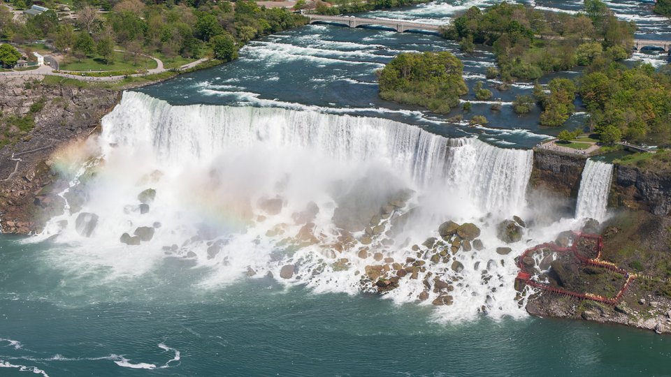 American Falls Niagara Falls USA from Skylon Tower on 2002 05 28