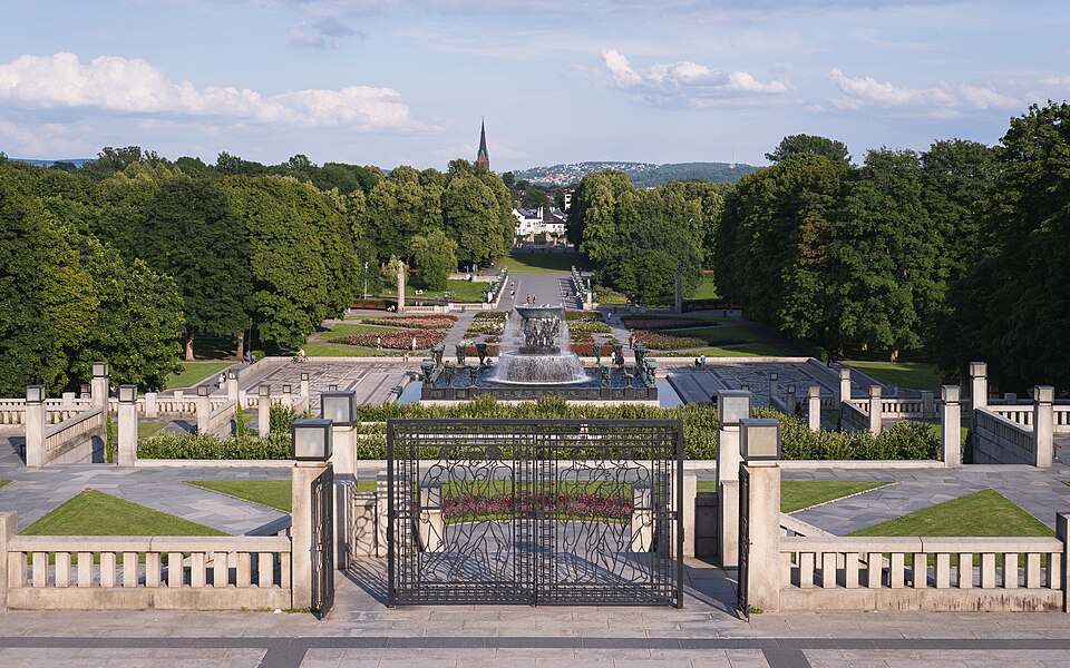 Vigeland Sculpture Park View from the Monolith plateau towards the fountain, Oslo, Norway