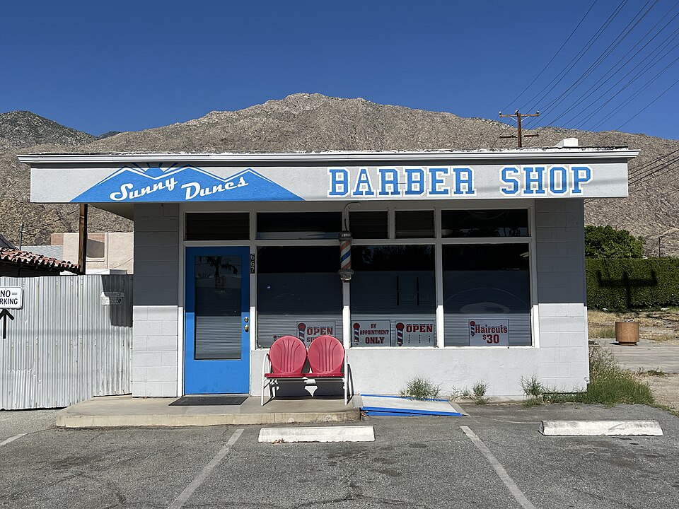Sunny Dunes Barber Shop, Palm Springs, California, 2024