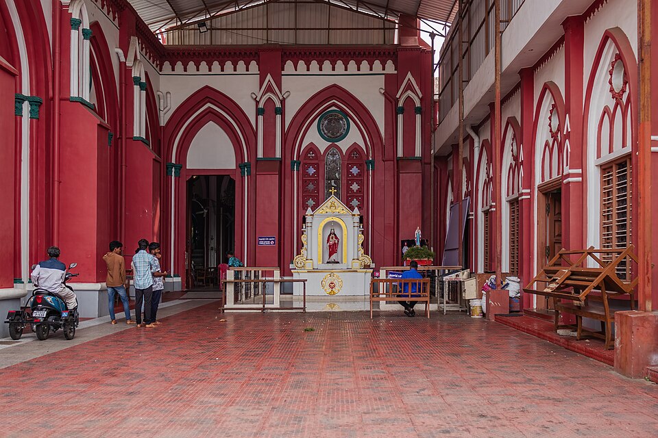 In a building of Sacred Heart Basillica church, Puducherry