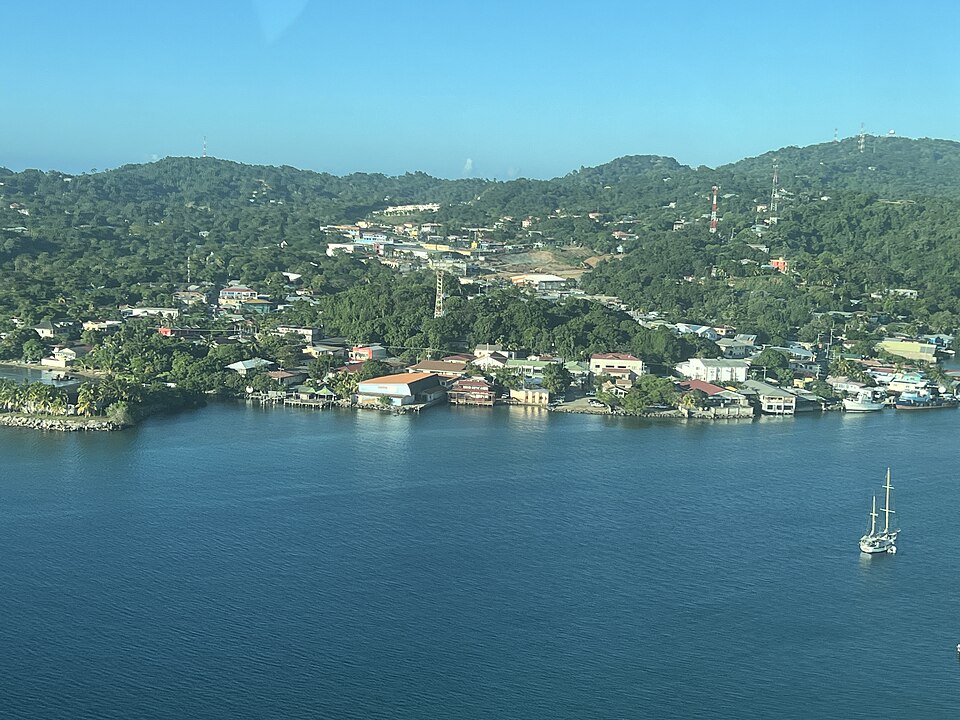 Aerial view of Coxen Hole, Roatan