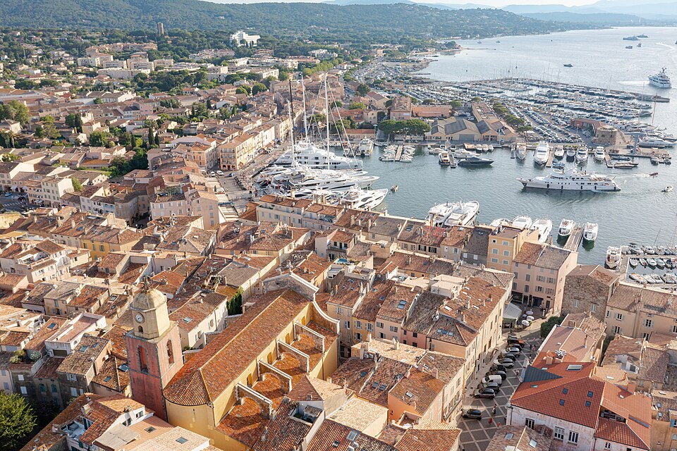 Bell tower of the church Our Lady of the Assumption in Saint Tropez, France (52723273607)
