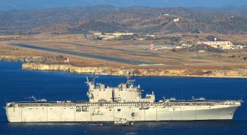 USS Saipan entering Guantanamo Bay