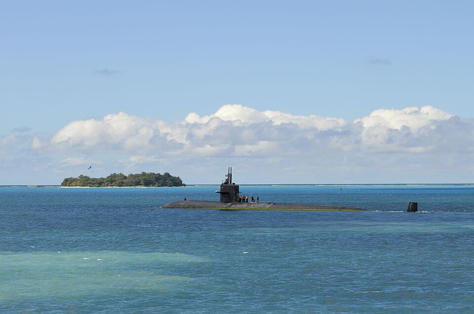 The attack submarine USS La Jolla (SSN 701) departs from Saipan, Northern Mariana Islands 130116 N ZZ999 016