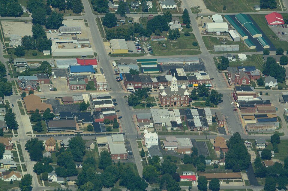Aerial view of Savannah, Missouri 9 2 2013