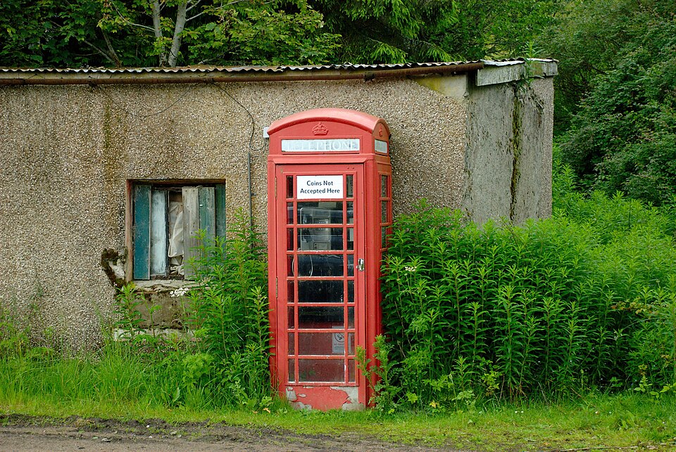 Telephone booth in the Scottish Highlands