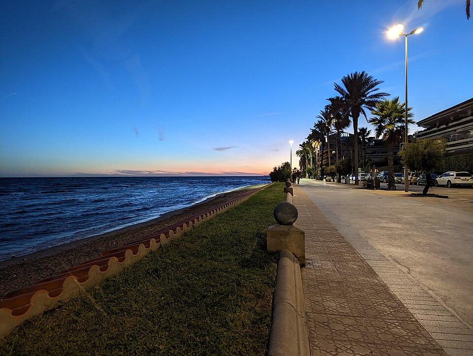 Sitges, Spain, boardwalk near sunset