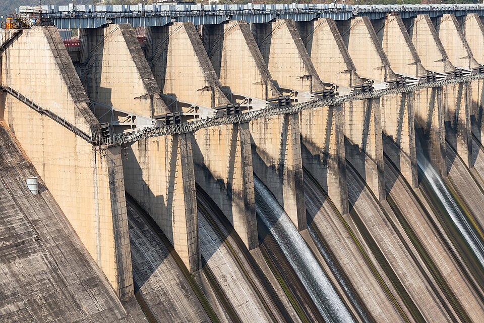 Closeup at Crest Gates of Srisailam Dam
