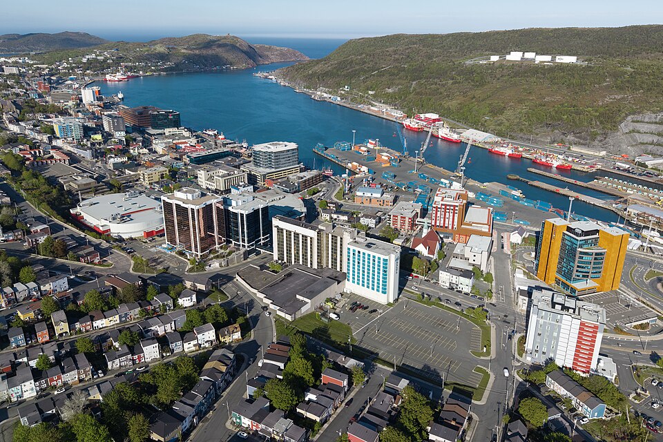 St. John's, Newfoundland and Labrador aerial view of downtown
