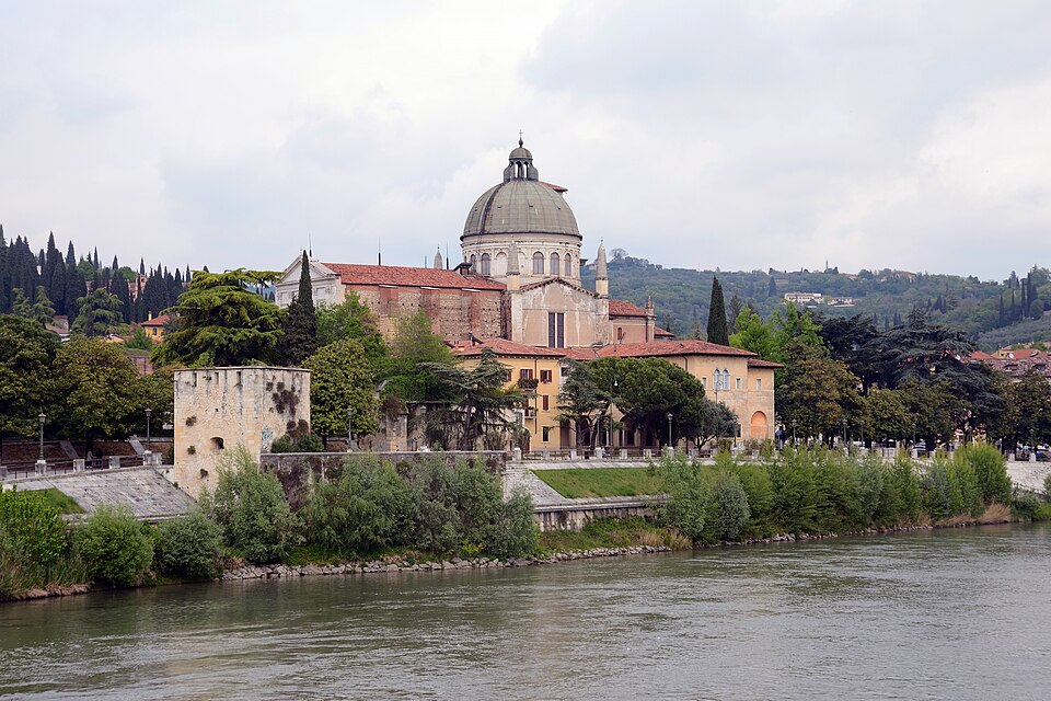 Panorama of Verona with the church of San Giorgio in Braida