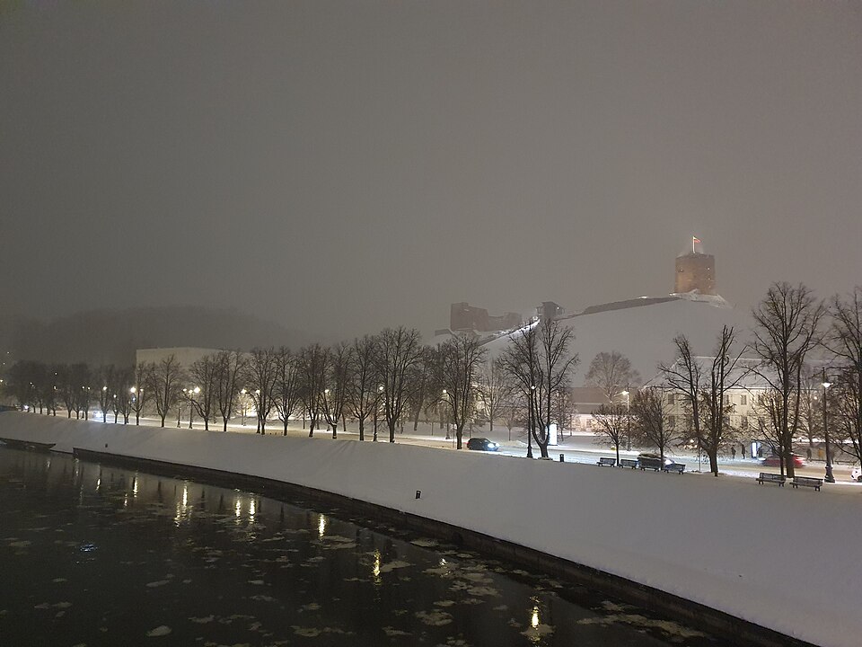 Old Arsenal and Upper Castle of Vilnius with Gediminas' Tower in winter in 2022