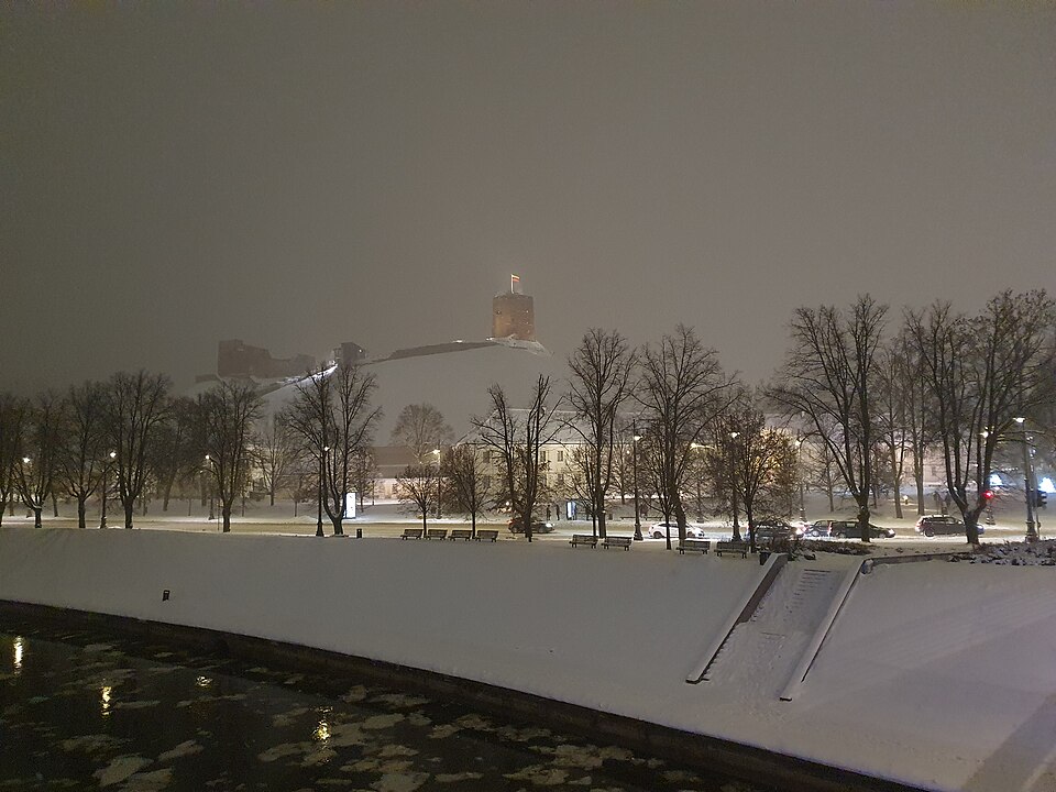 New Arsenal and Upper Castle of Vilnius with Gediminas' Tower in winter in 2022